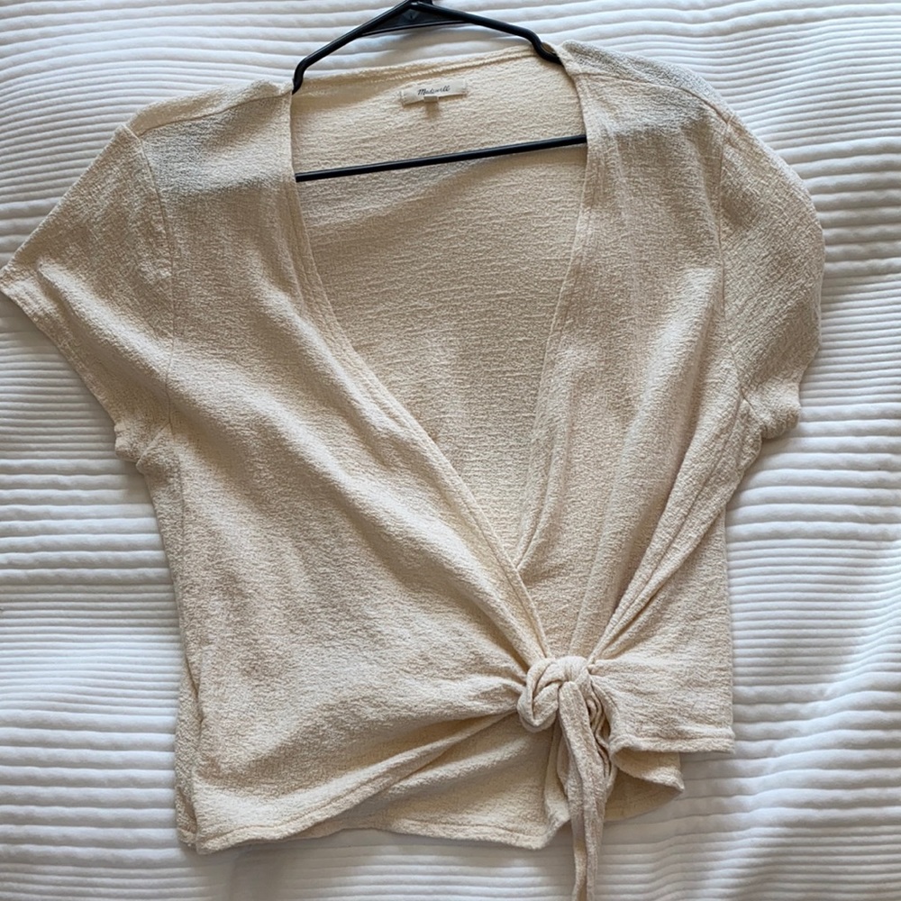 Cream Madewell Tie Front Top